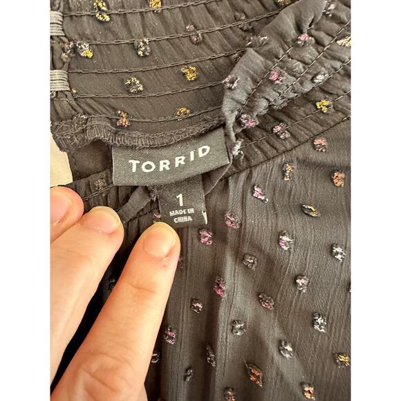 Torrid Clip Dot Blouson Long Sleeve High Neck Whimsy Fairy Goth Dress Plus Sz. 1 - Picture 9 of 11